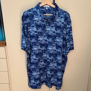Peter Millar Summer Comfort Men’s Blue Pattern Polo